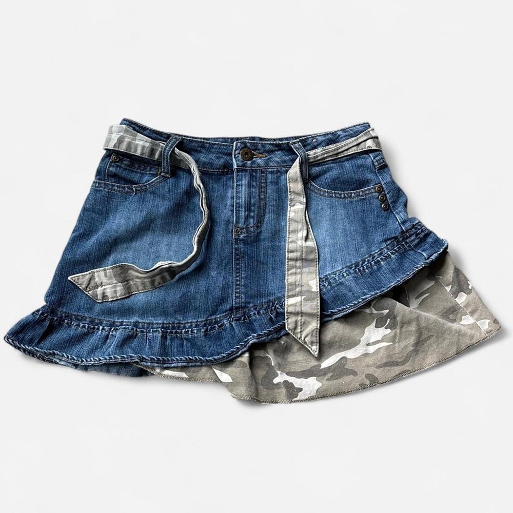 Denim and Camouflage Mini Skirt